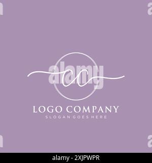 CC Initial handwriting with brush circle logo Stock Vector
