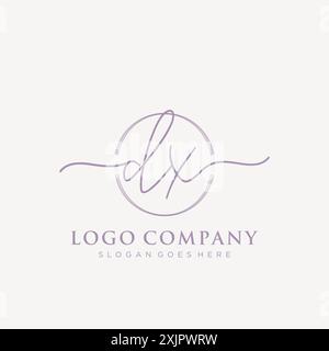 DX Initial handwriting with brush circle logo Stock Vector