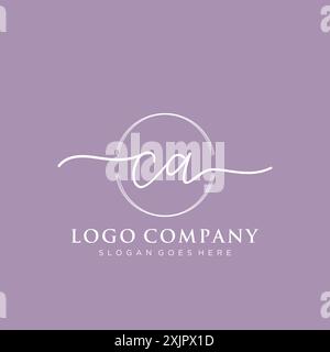 CA Initial handwriting with brush circle logo Stock Vector