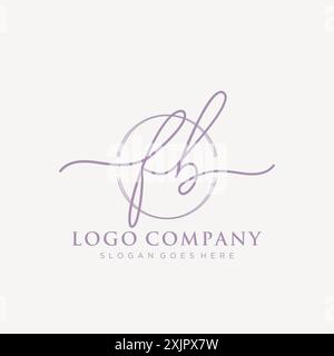 FB Initial handwriting with brush circle logo Stock Vector
