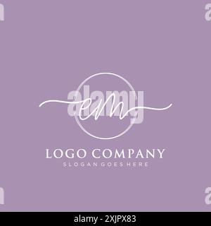 EM Initial handwriting with brush circle logo Stock Vector