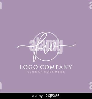 FW Initial handwriting with brush circle logo Stock Vector