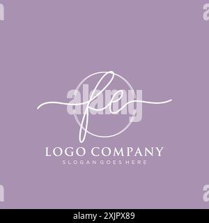 FE Initial handwriting with brush circle logo Stock Vector