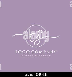 CS Initial handwriting with brush circle logo Stock Vector