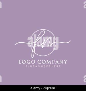 FN Initial handwriting with brush circle logo Stock Vector