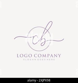 CB Initial handwriting with brush circle logo Stock Vector