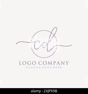 CD Initial handwriting with brush circle logo Stock Vector