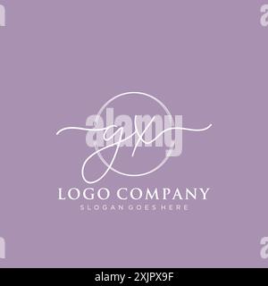 GX Initial handwriting with brush circle logo Stock Vector