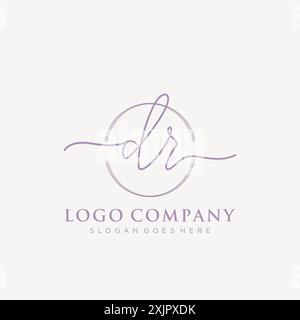 DR Initial handwriting with brush circle logo Stock Vector