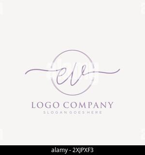 EV Initial handwriting with brush circle logo Stock Vector