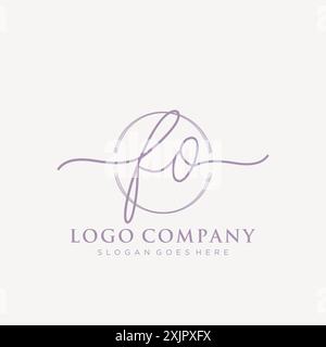 FO Initial handwriting with brush circle logo Stock Vector