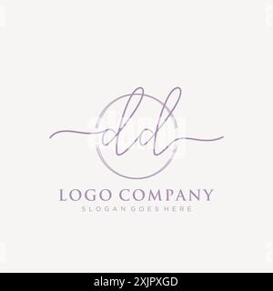 DD Initial handwriting with brush circle logo Stock Vector