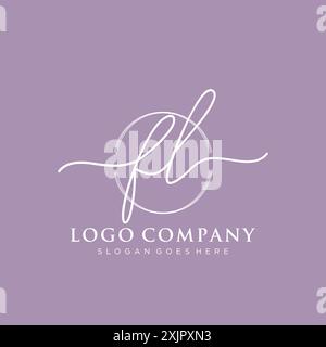 FL Initial handwriting with brush circle logo Stock Vector