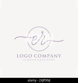 ER Initial handwriting with brush circle logo Stock Vector