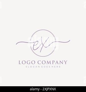 EX Initial handwriting with brush circle logo Stock Vector