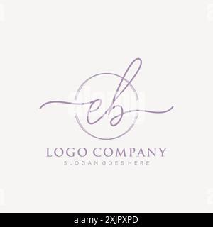EB Initial handwriting with brush circle logo Stock Vector