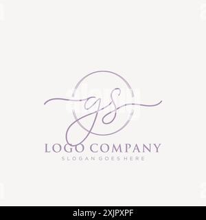GS Initial handwriting with brush circle logo Stock Vector
