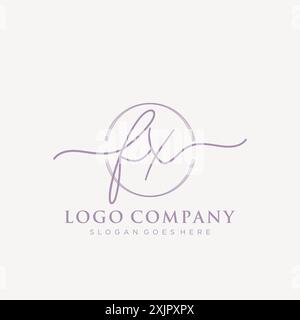 FX Initial handwriting with brush circle logo Stock Vector