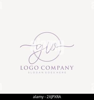 GW Initial handwriting with brush circle logo Stock Vector