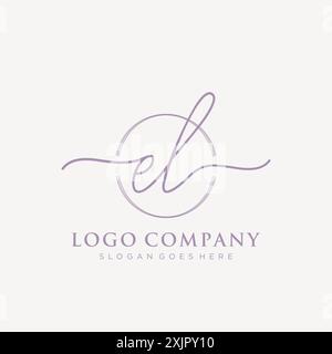 EL Initial handwriting with brush circle logo Stock Vector