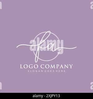 FA Initial handwriting with brush circle logo Stock Vector