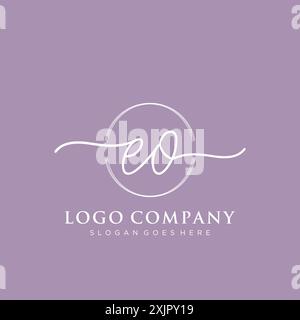 EO Initial handwriting with brush circle logo Stock Vector