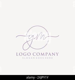 GM Initial handwriting with brush circle logo Stock Vector