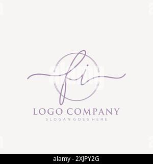 AA FIInitial handwriting with brush circle logo Stock Vector
