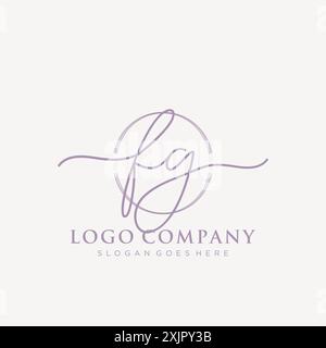 FG Initial handwriting with brush circle logo Stock Vector