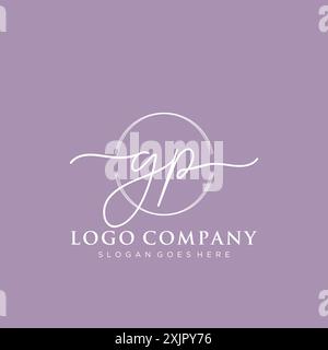 GP Initial handwriting with brush circle logo Stock Vector