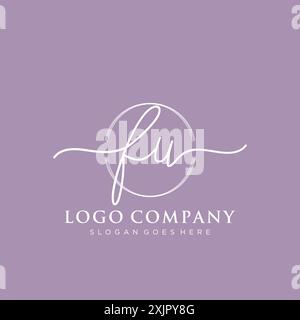 FU Initial handwriting with brush circle logo Stock Vector