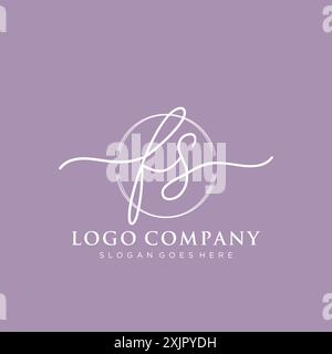 FS Initial handwriting with brush circle logo Stock Vector