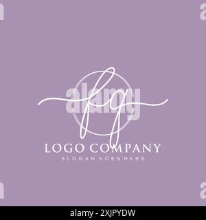 FQ Initial handwriting with brush circle logo Stock Vector