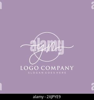 GN Initial handwriting with brush circle logo Stock Vector