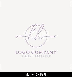 HH Initial handwriting with brush circle logo Stock Vector