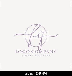 FQ Initial handwriting with brush circle logo Stock Vector
