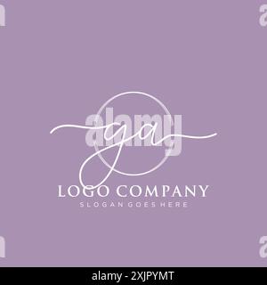 GA Initial handwriting with brush circle logo Stock Vector