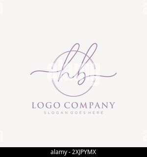 HB Initial handwriting with brush circle logo Stock Vector