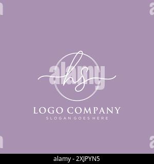 HS Initial handwriting with brush circle logo Stock Vector