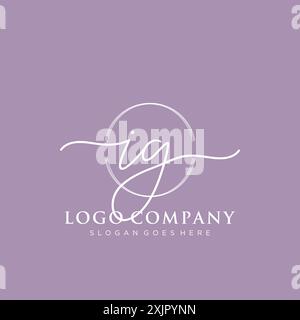 IG Initial handwriting with brush circle logo Stock Vector
