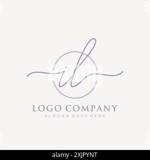 IL Initial handwriting with brush circle logo Stock Vector
