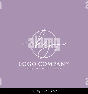 HG Initial handwriting with brush circle logo Stock Vector