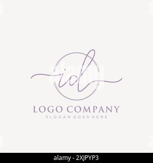 ID Initial handwriting with brush circle logo Stock Vector
