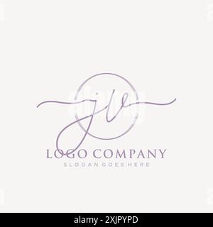 JV Initial handwriting with brush circle logo Stock Vector