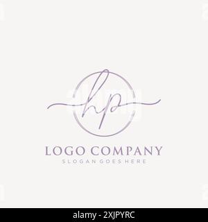 HP Initial handwriting with brush circle logo Stock Vector