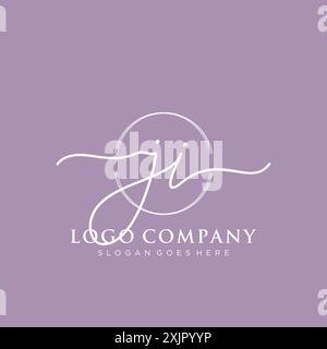 JI Initial handwriting with brush circle logo Stock Vector