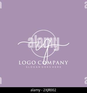 IQ Initial handwriting with brush circle logo Stock Vector