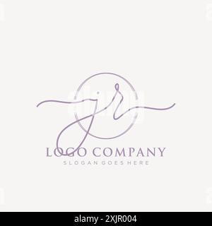 JR Initial handwriting with brush circle logo Stock Vector