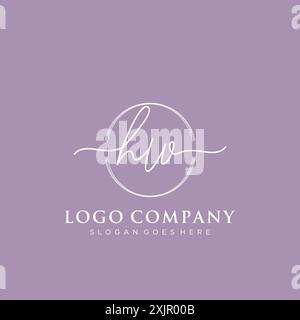 HW Initial handwriting with brush circle logo Stock Vector
