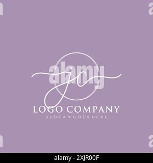 JC Initial handwriting with brush circle logo Stock Vector
